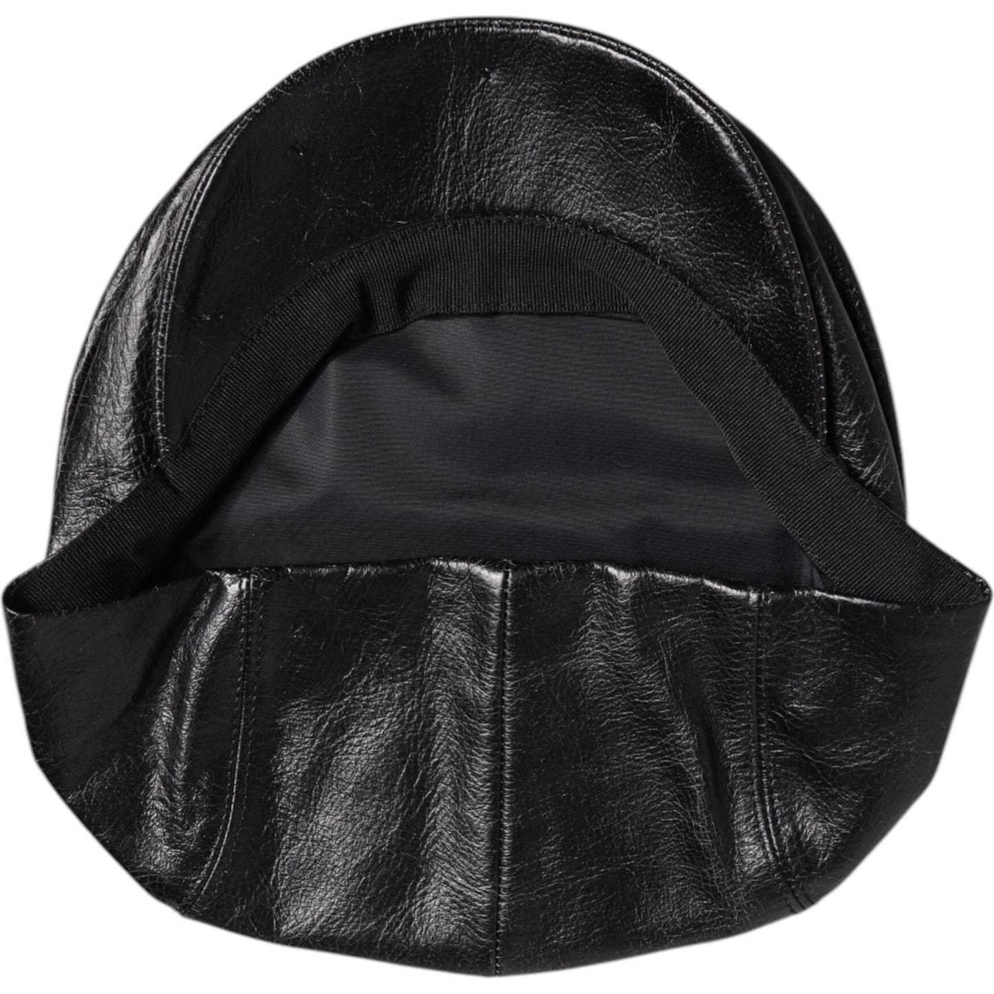 Dolce & Gabbana Black Calf Newsboy Capello Cabbie Hat Dolce & Gabbana Black