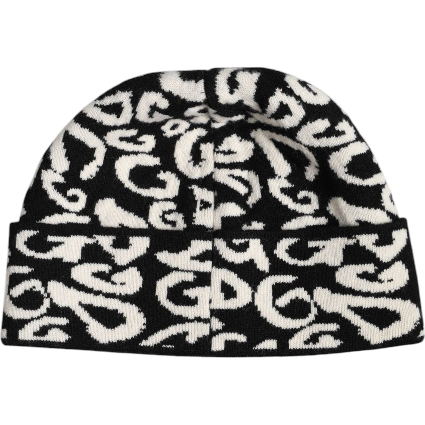 Dolce & Gabbana Black White Wool Knitted Winter Beanie Hat Dolce & Gabbana Black