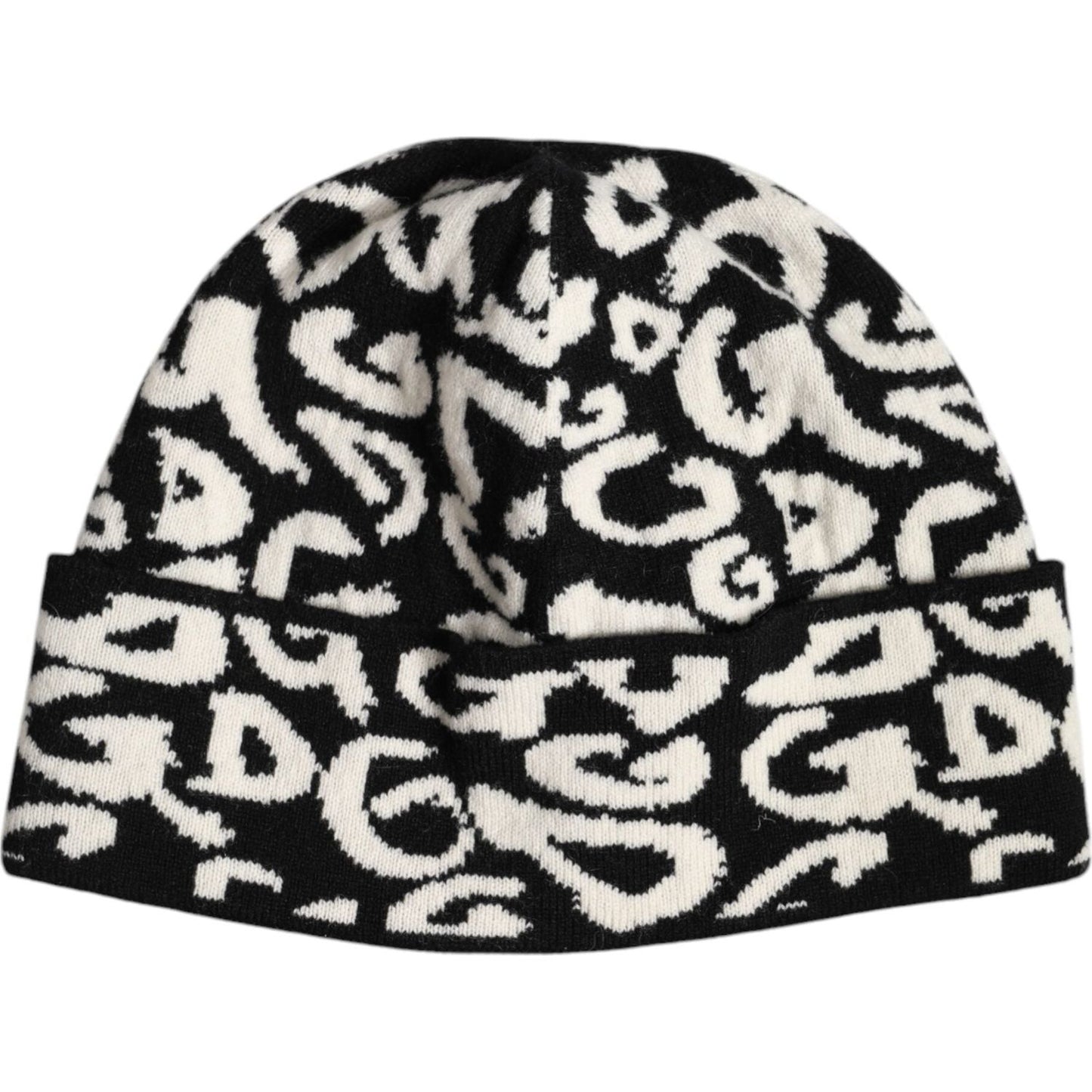 Dolce & Gabbana Black White Wool Knitted Winter Beanie Hat Dolce & Gabbana Black