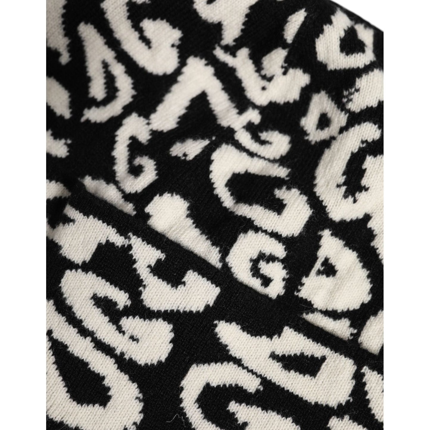 Dolce & Gabbana Black White Wool Knitted Winter Beanie Hat Dolce & Gabbana Black