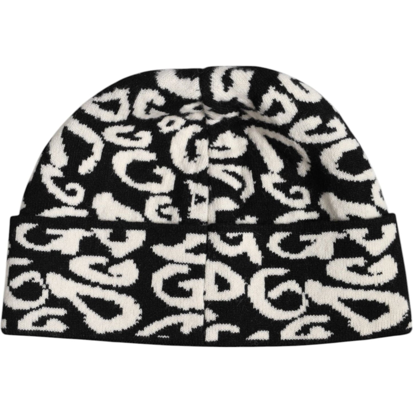 Dolce & Gabbana Black White Wool Knitted Winter Beanie Hat Dolce & Gabbana Black