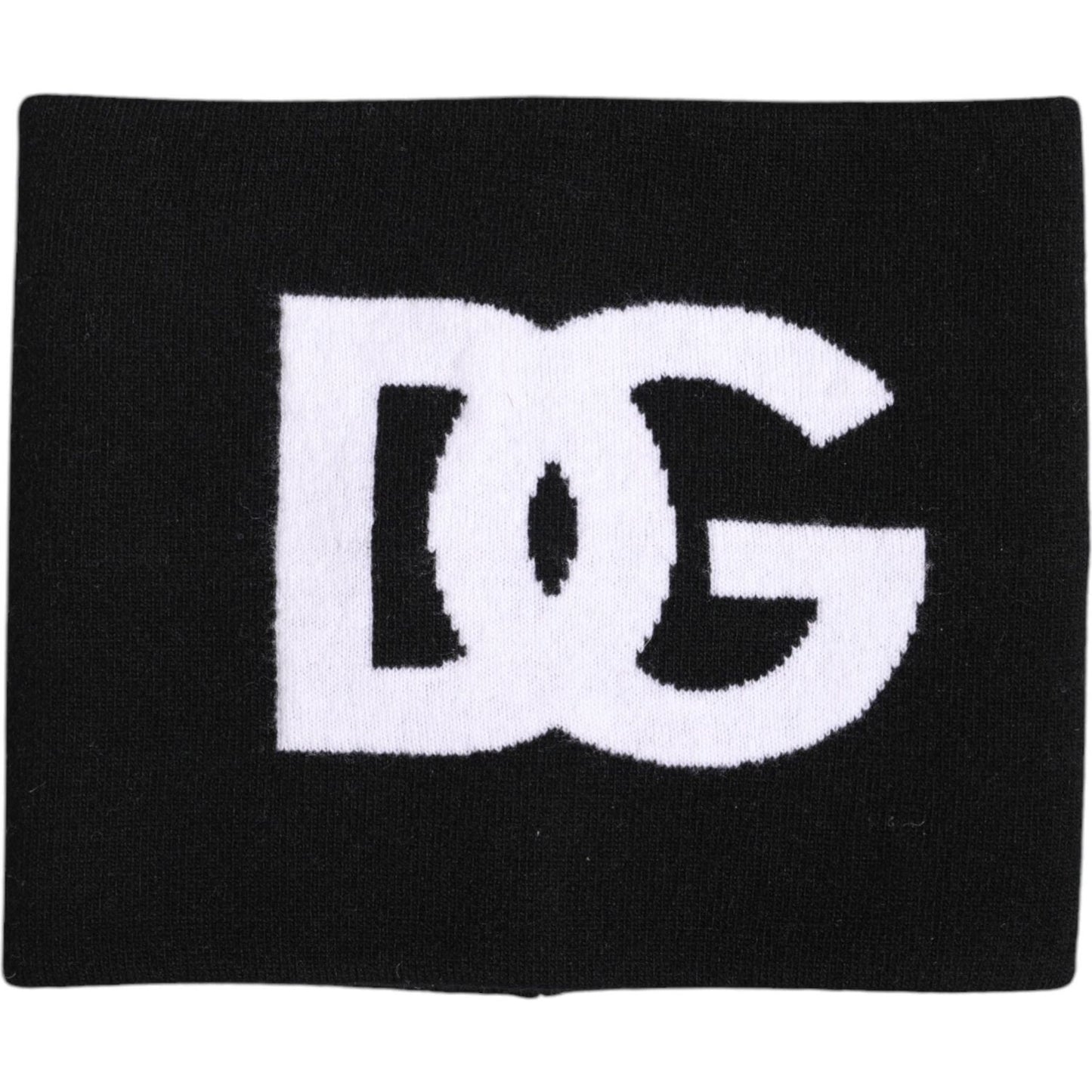 Dolce & Gabbana Black White Logo Print Knitted Neck Warmer Scarf Dolce & Gabbana Lavender