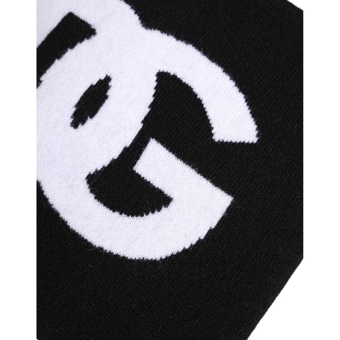 Dolce & Gabbana Black White Logo Print Knitted Neck Warmer Scarf Dolce & Gabbana Black