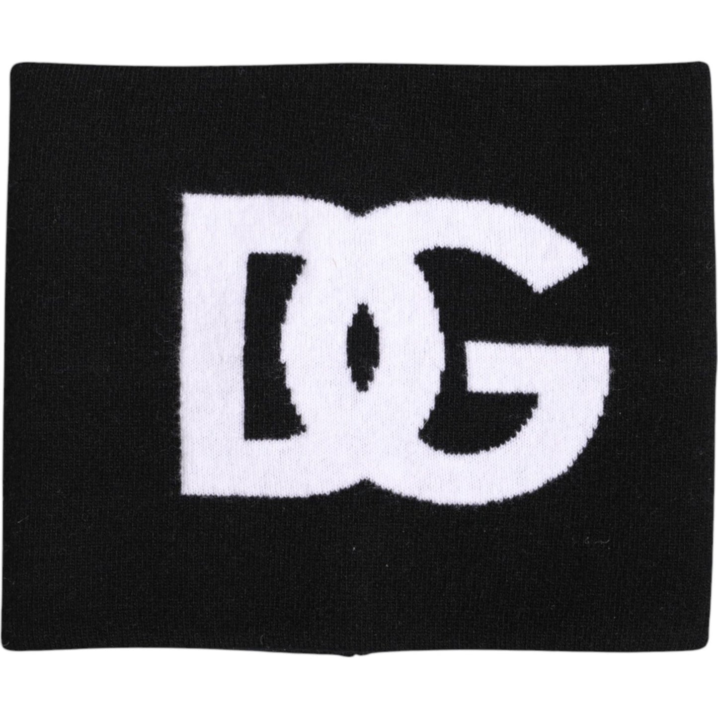 Dolce & Gabbana Black White Logo Print Knitted Neck Warmer Scarf Dolce & Gabbana Lavender