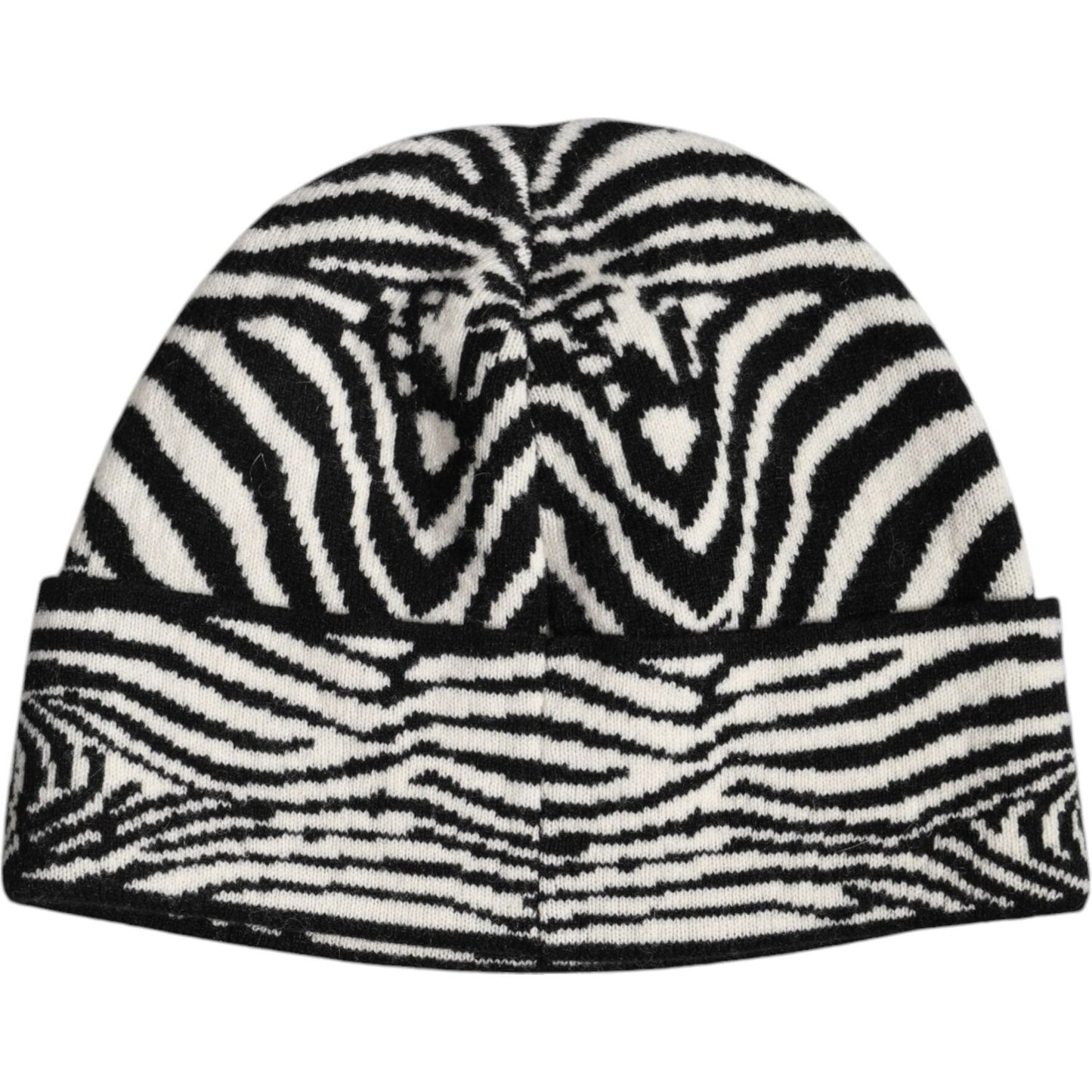 Dolce & Gabbana Black White Zebra Knitted Winter Beanie Hat Dolce & Gabbana Dark Slate Gray