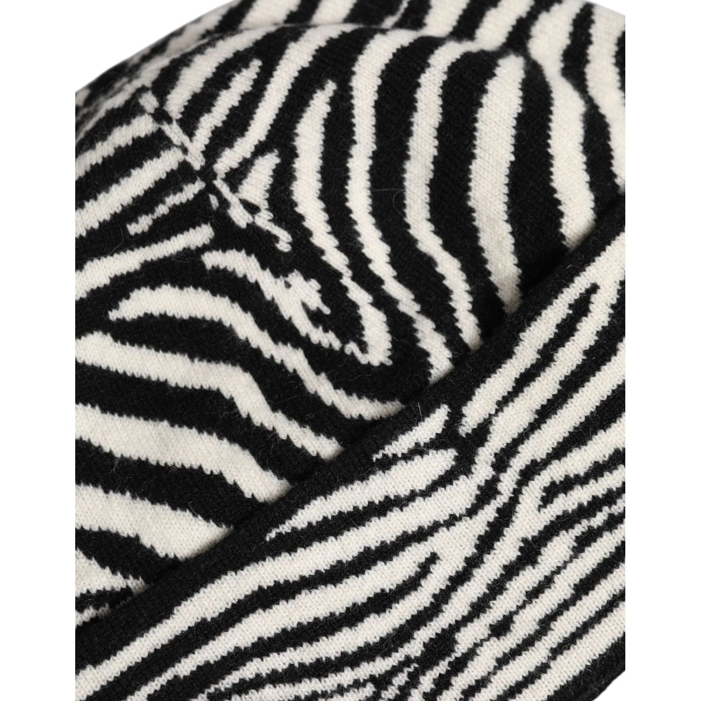 Dolce & Gabbana Black White Zebra Knitted Winter Beanie Hat Dolce & Gabbana Black