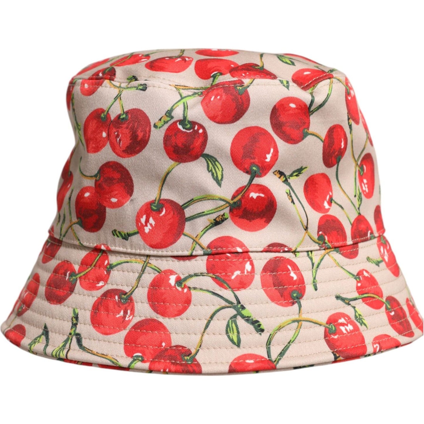 Dolce & Gabbana Beige Cotton Printed Wide Brim Bucket Hat Dolce & Gabbana Gray