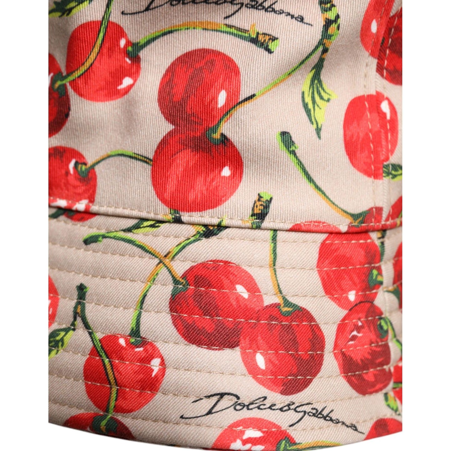 Dolce & Gabbana Beige Cotton Printed Wide Brim Bucket Hat Dolce & Gabbana Gray