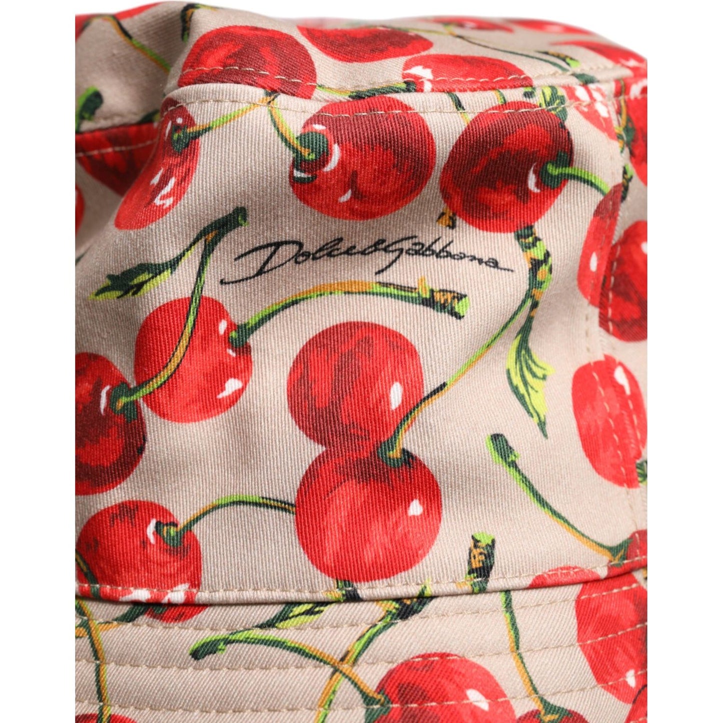 Dolce & Gabbana Beige Cotton Printed Wide Brim Bucket Hat Dolce & Gabbana Tan