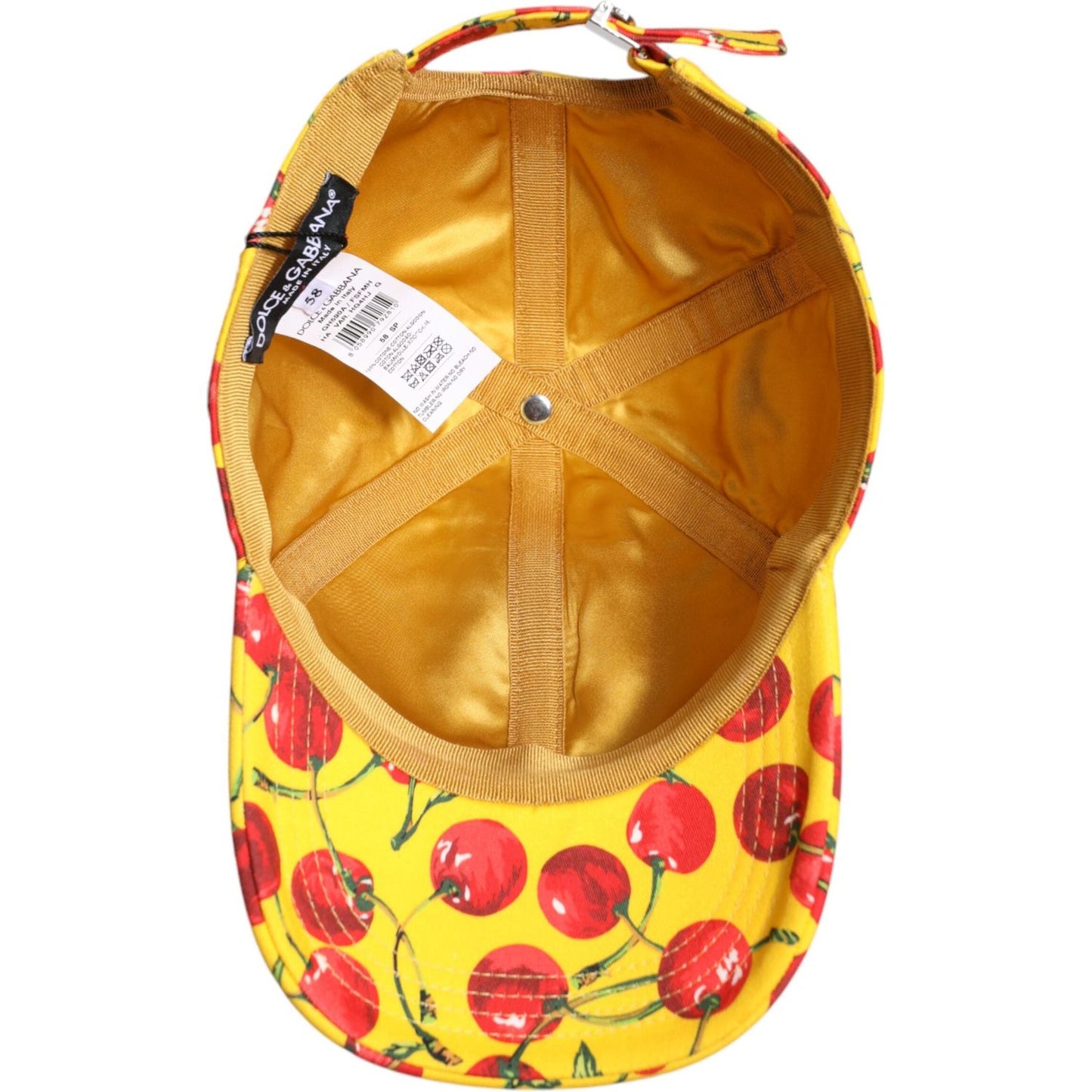 Dolce & Gabbana Yellow Cotton Printed 6 Panels Baseball Cap Dolce & Gabbana Chocolate
