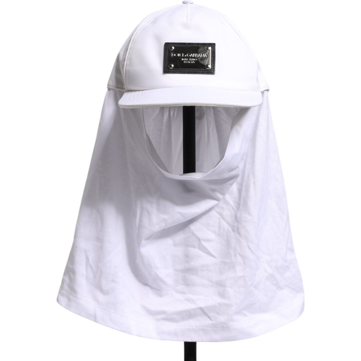 Dolce & Gabbana White Cotton DG Logo Plaque Baseball Balaclava Cap Dolce & Gabbana Lavender