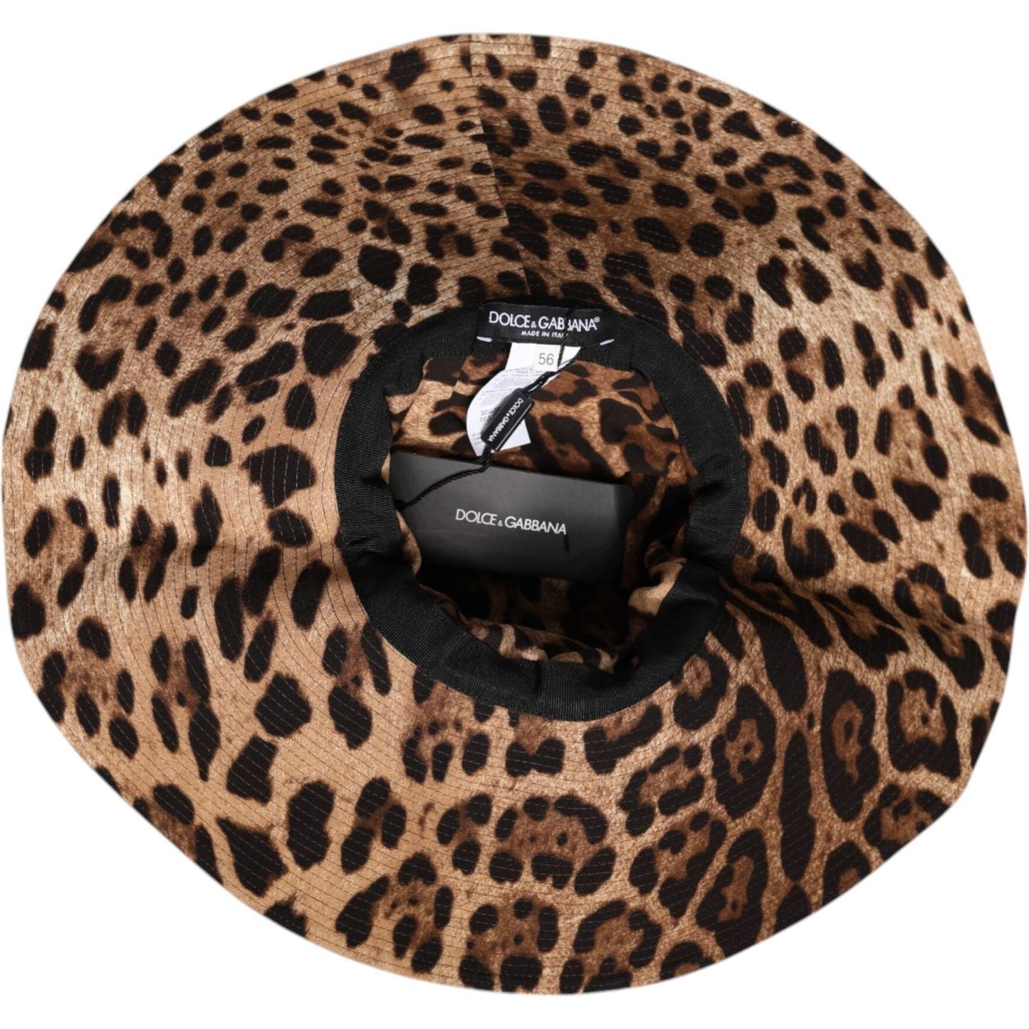Dolce & Gabbana Brown Leopard Viscose Women Bucket Hat Dolce & Gabbana Dark Slate Gray