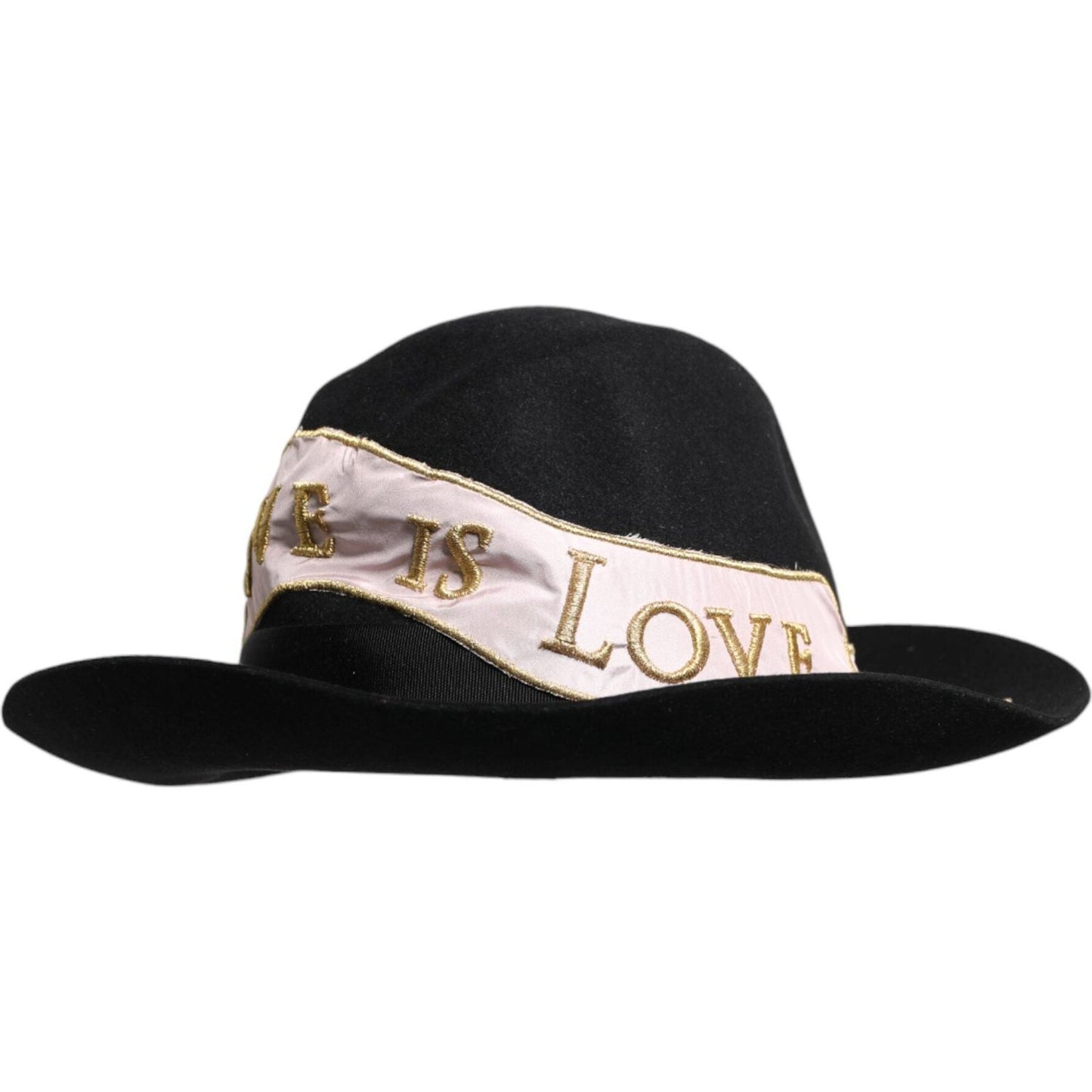 Dolce & Gabbana Black Logo Embroidered Women Wide Brim Hat Dolce & Gabbana Black