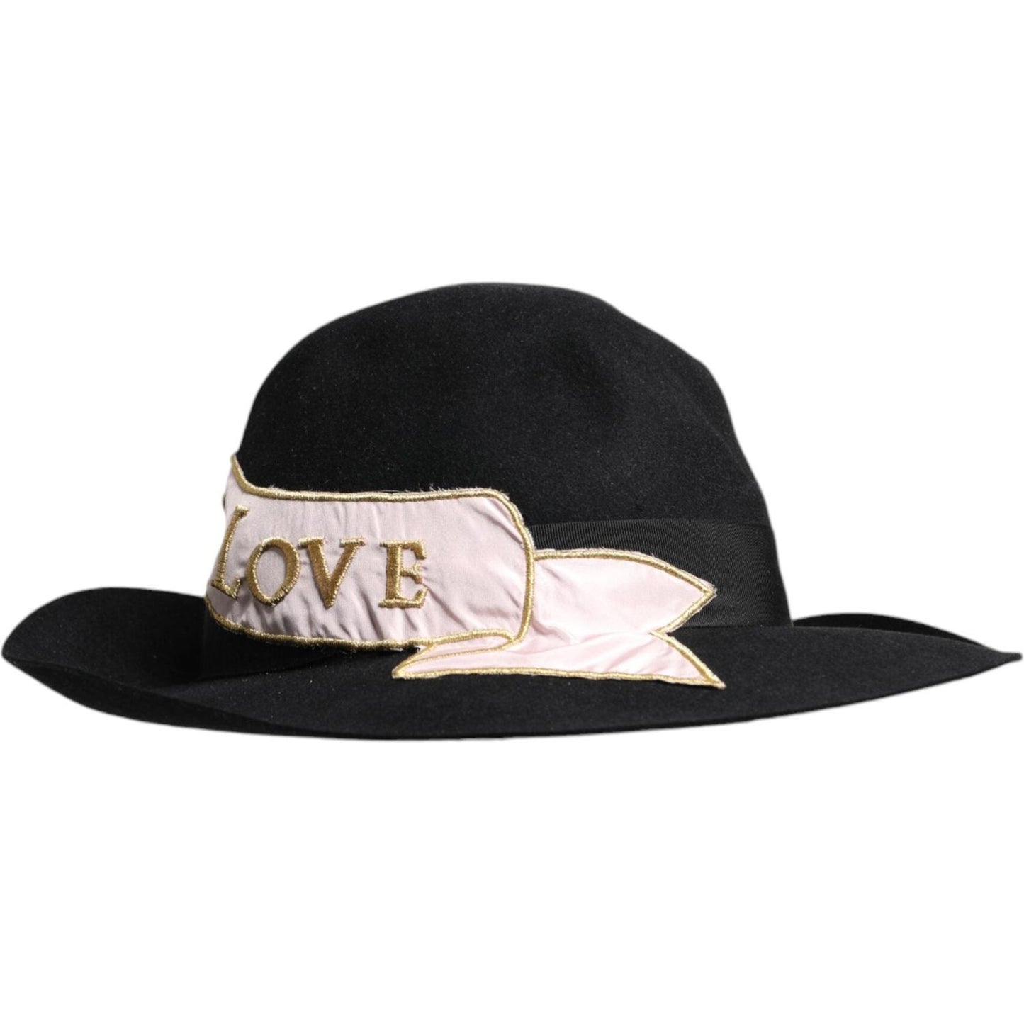 Dolce & Gabbana Black Logo Embroidered Women Wide Brim Hat Dolce & Gabbana Light Gray
