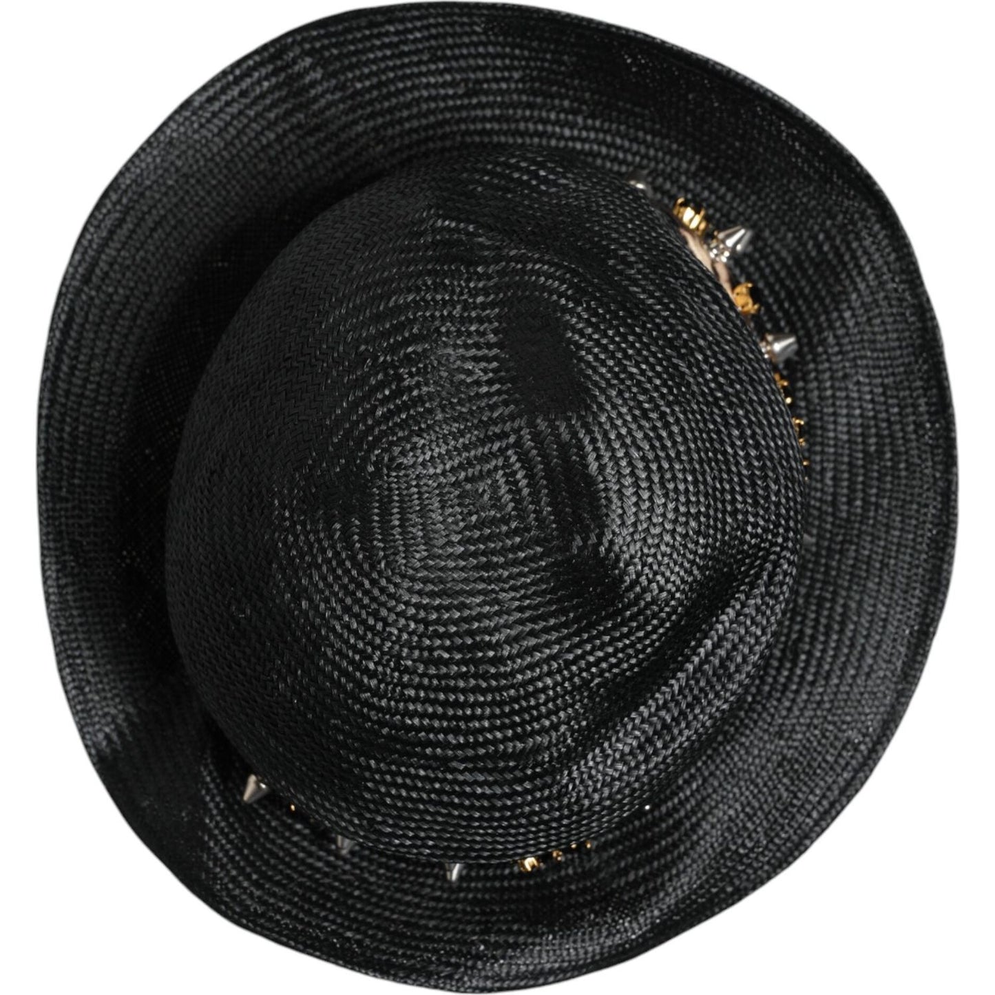 Dolce & Gabbana Black Straw Crystal Embellished Wide Brim Hat Dolce & Gabbana Black