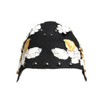 Dolce & Gabbana Black Wool White Floral Gold Leaf Cloche Hat HAT9649