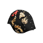 Dolce & Gabbana Black Wool Multicolor Embellished Cloche Hat HAT9650