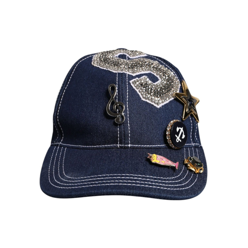 Dolce & Gabbana Blue Crystal Embellishment Baseball Cap HAT9651-57