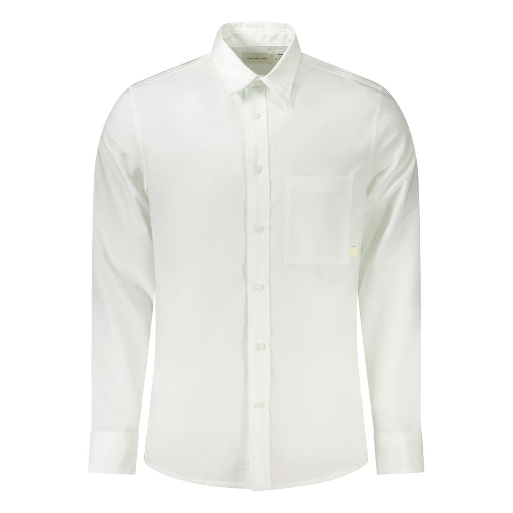 Calvin Klein White Cotton Men Shirt Calvin Klein Beige