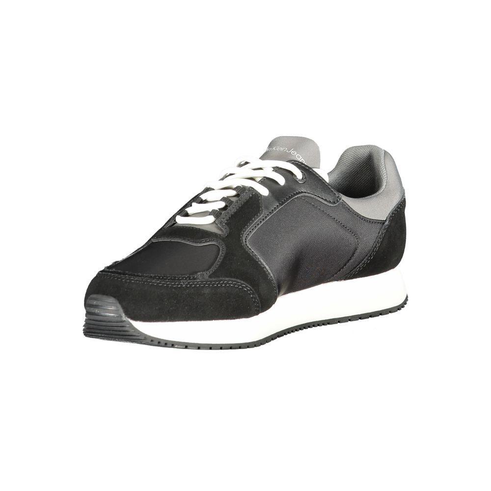 Calvin Klein Black Leather Men Sneaker Calvin Klein Dark Slate Gray