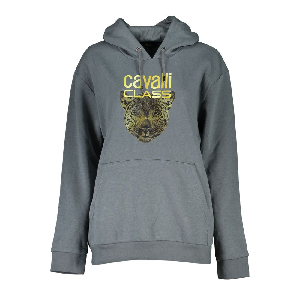 Cavalli Class Sleek Gray Fleece Hooded Sweatshirt Cavalli Class Dim Gray