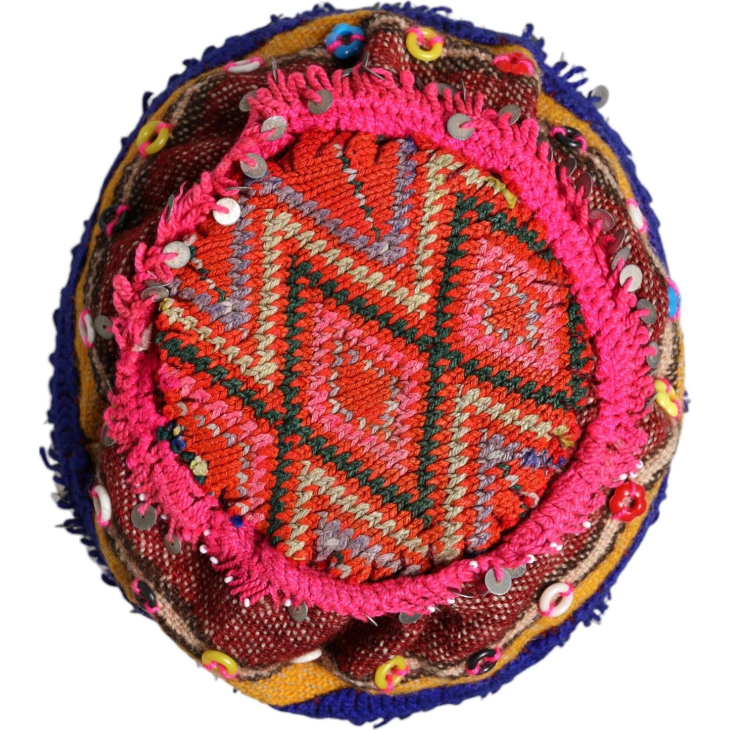 Dolce & Gabbana Multicolor Floral Sequin Knitted Embellished Hat Dolce & Gabbana Maroon