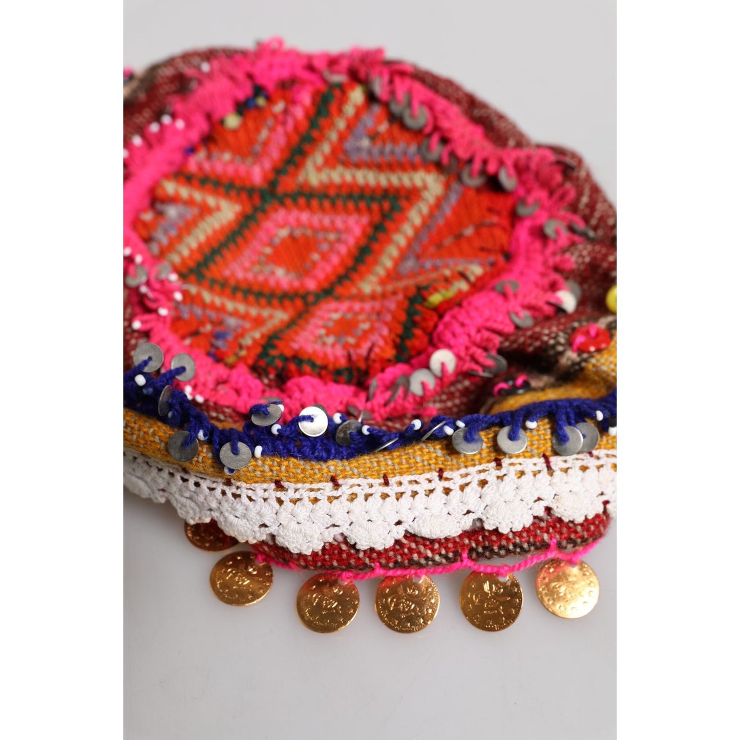 Dolce & Gabbana Multicolor Floral Sequin Knitted Embellished Hat Dolce & Gabbana Brown