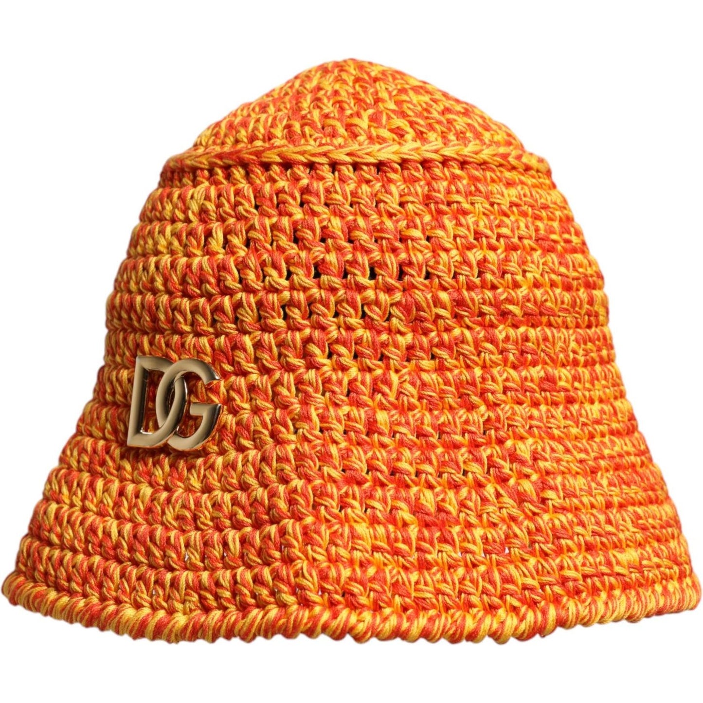 Dolce & Gabbana Orange Cotton Crochet DG Logo Bucket Hat Dolce & Gabbana Chocolate