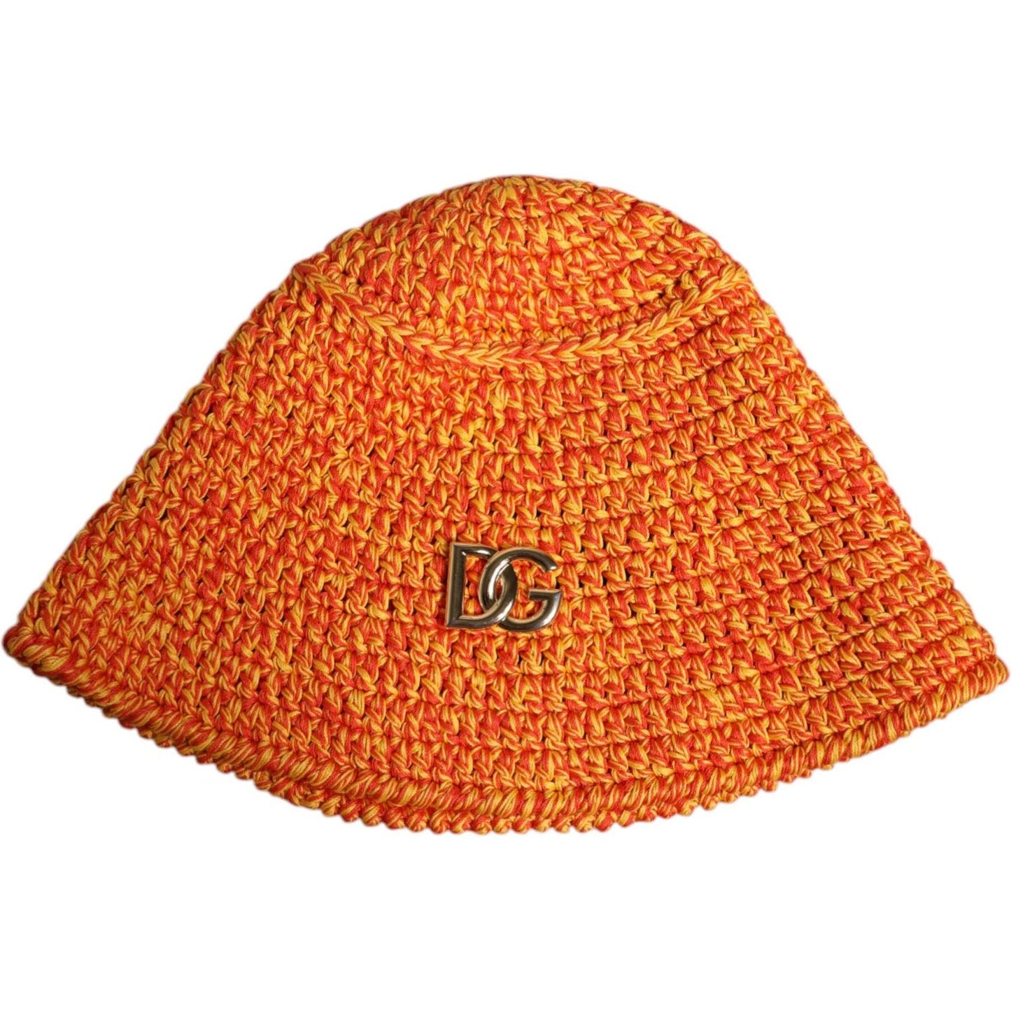 Dolce & Gabbana Orange Cotton Crochet DG Logo Bucket Hat Dolce & Gabbana Chocolate