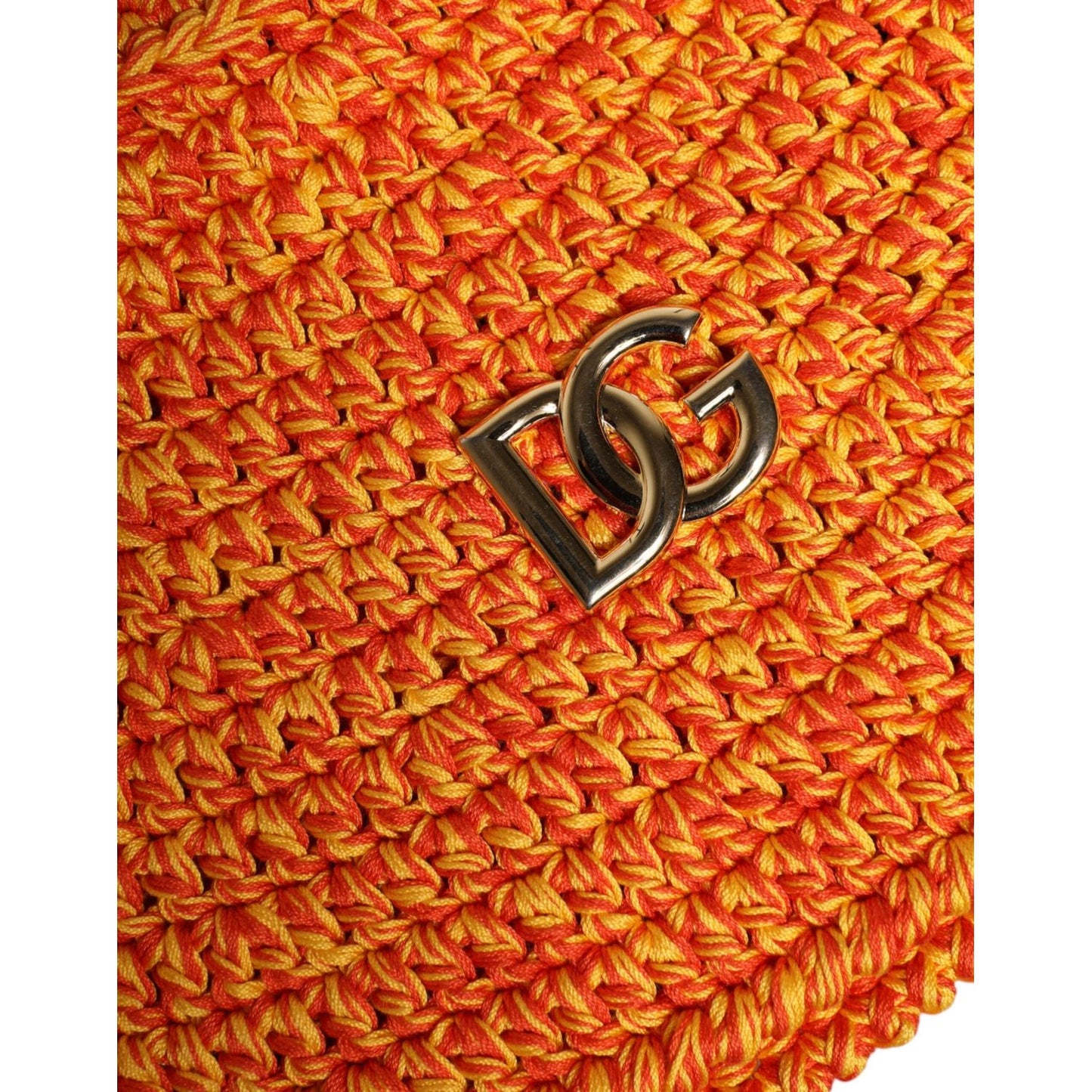 Dolce & Gabbana Orange Cotton Crochet DG Logo Bucket Hat Dolce & Gabbana Firebrick