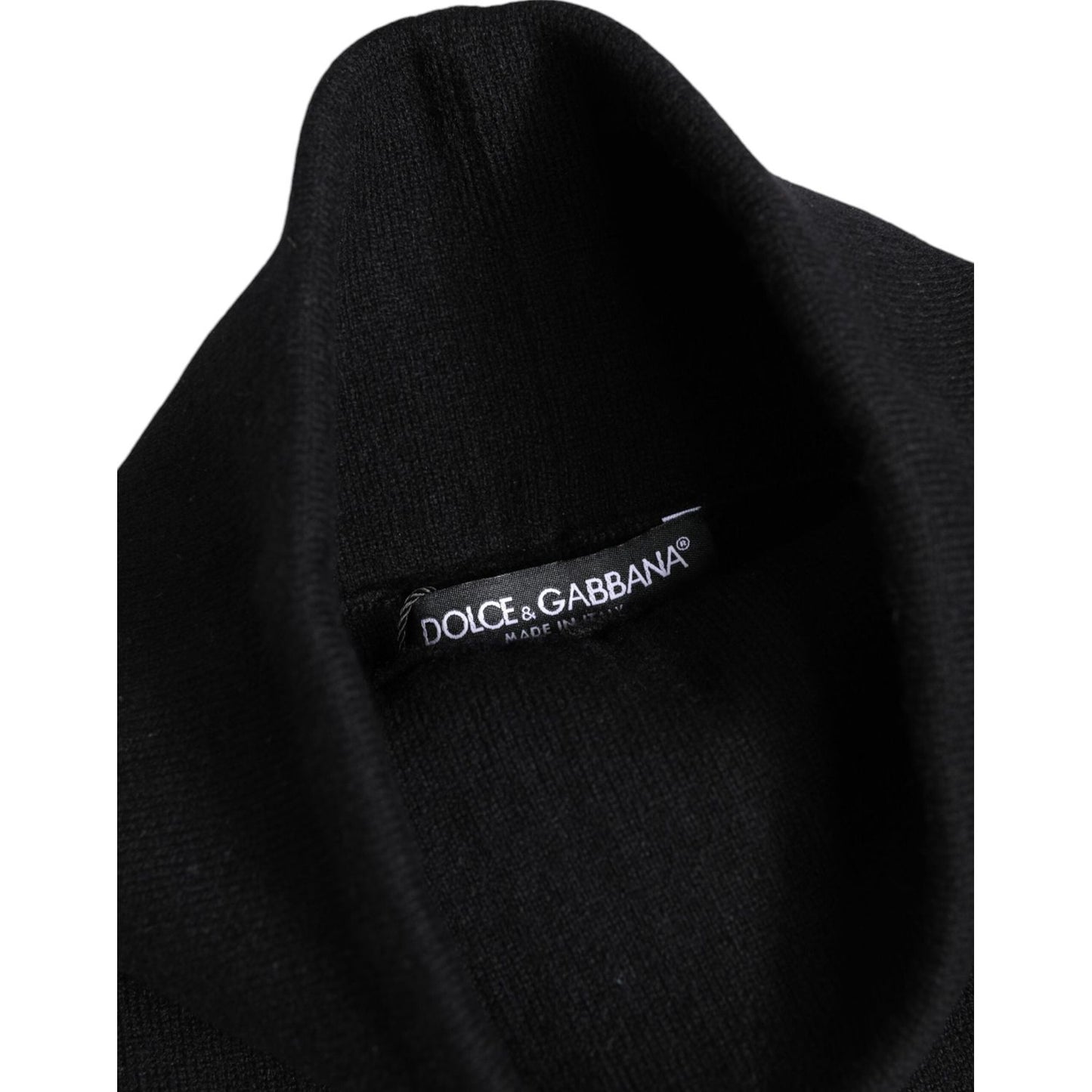 Dolce & Gabbana Black Cashmere Knitted Neck Warmer Foulard Scarf Dolce & Gabbana Black