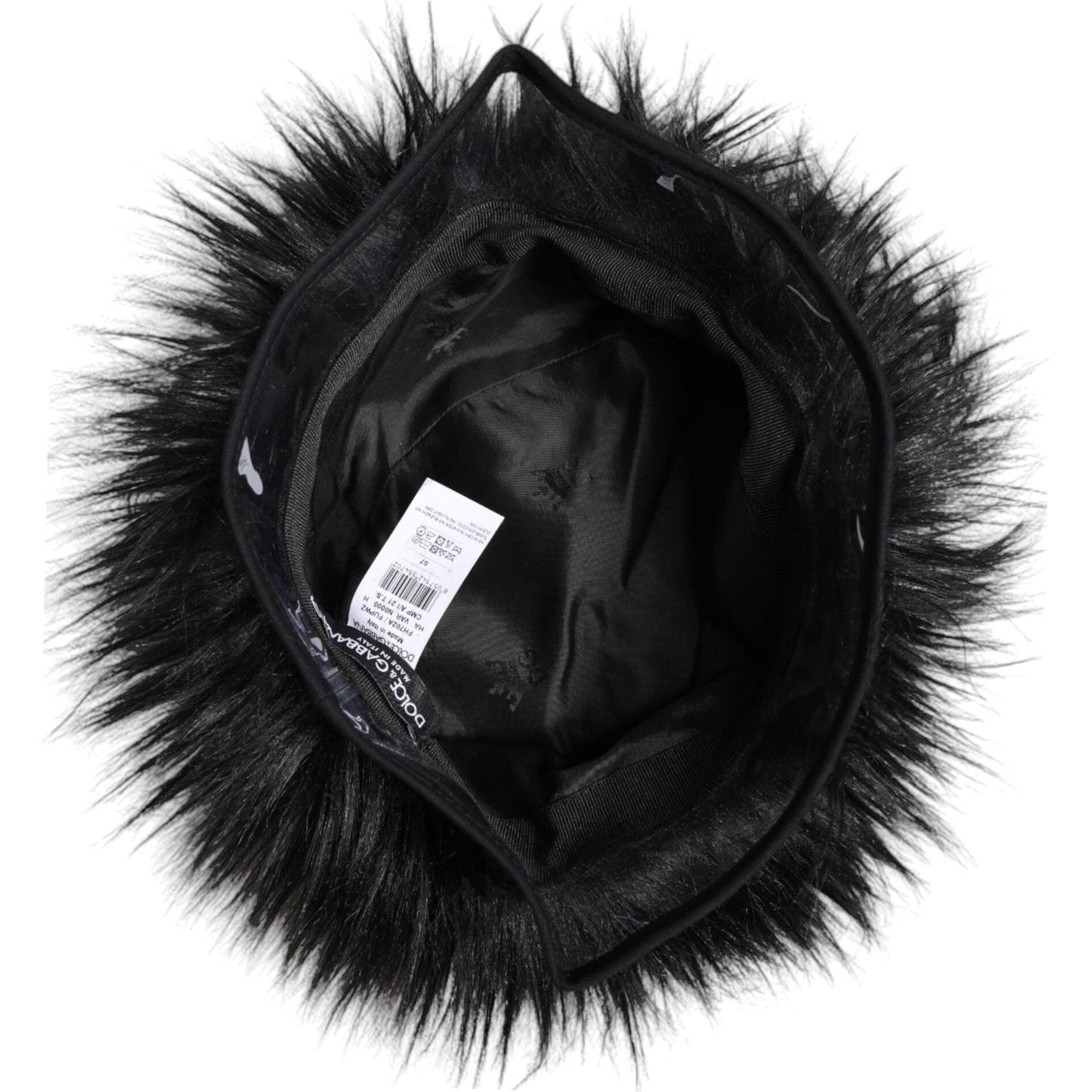 Dolce & Gabbana Black Faux Fur Bucket Hat Dolce & Gabbana Black
