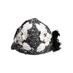 Dolce & Gabbana Black Wool White Floral Embellished Cloche Hat HAT9671