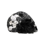 Dolce & Gabbana Black Wool White Floral Embellished Cloche Hat HAT9671