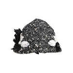 Dolce & Gabbana Black Wool White Floral Embellished Cloche Hat HAT9671