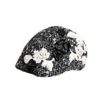 Dolce & Gabbana Black Wool White Floral Embellished Cloche Hat HAT9671