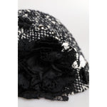 Dolce & Gabbana Black Wool White Floral Embellished Cloche Hat HAT9671