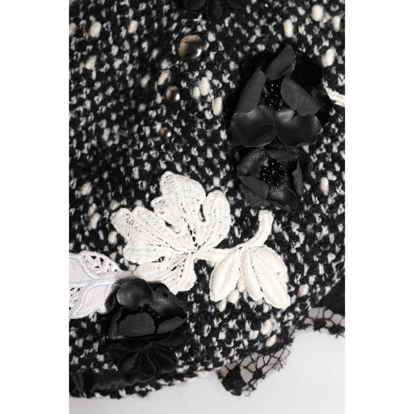 Dolce & Gabbana Black Wool White Floral Embellished Cloche Hat Dolce & Gabbana Light Gray