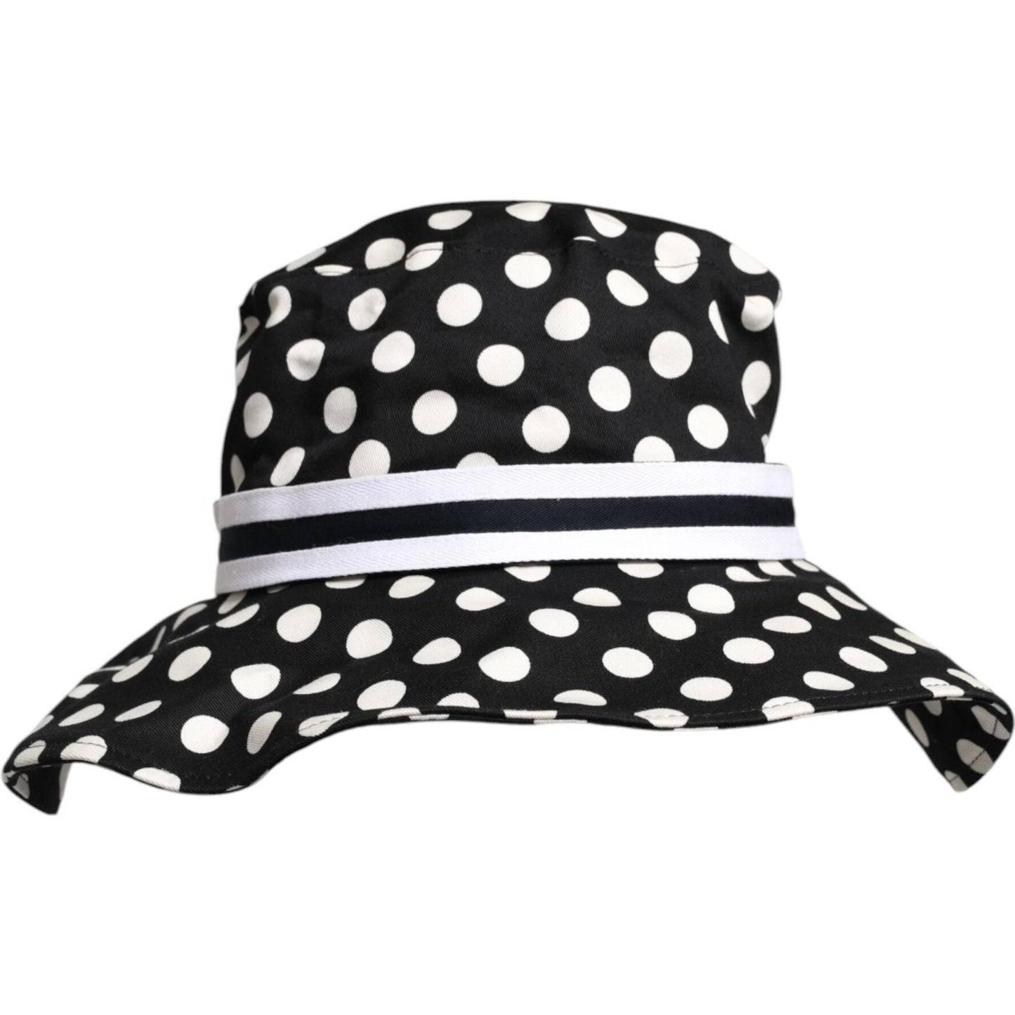 Dolce & Gabbana Black White Polka Dot Wide Brim Bucket Hat Dolce & Gabbana Dark Slate Gray
