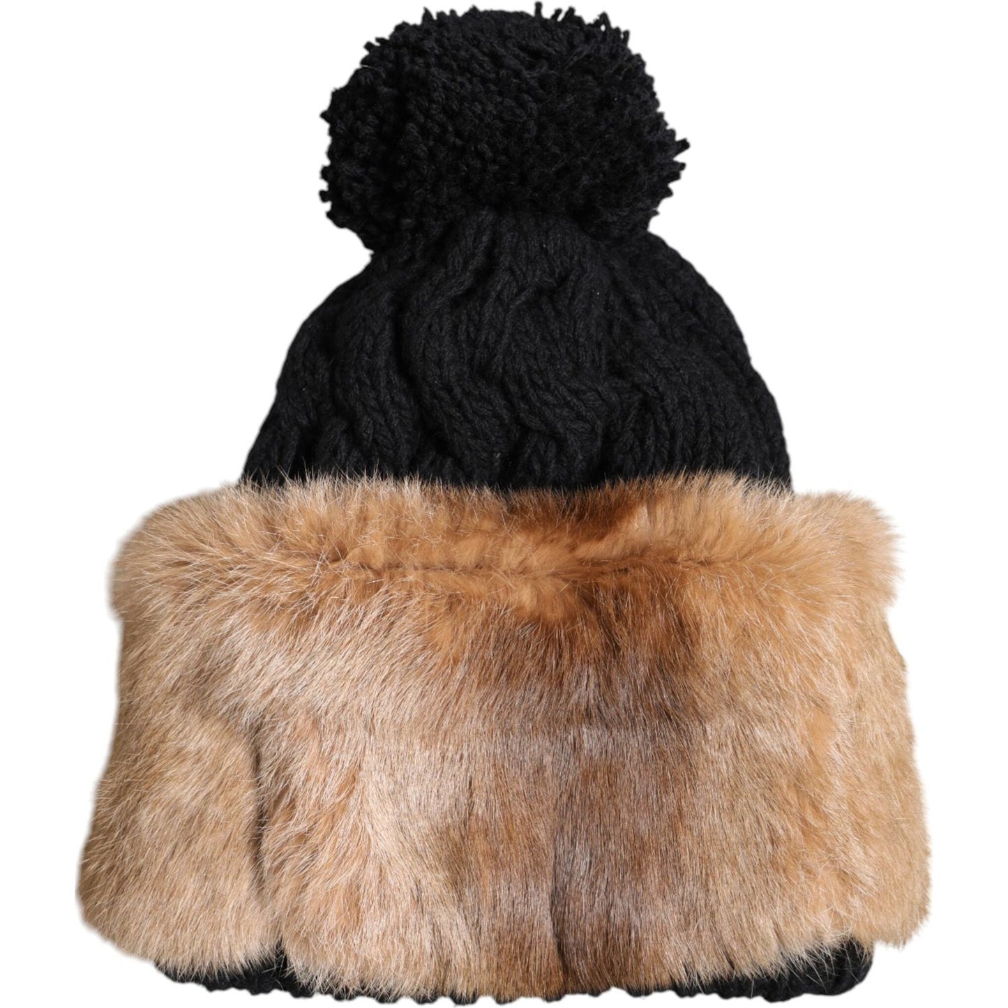 Dolce & Gabbana Black Brown Dyed Rabbit Real Fur Winter Beanie Hat Dolce & Gabbana Rosy Brown