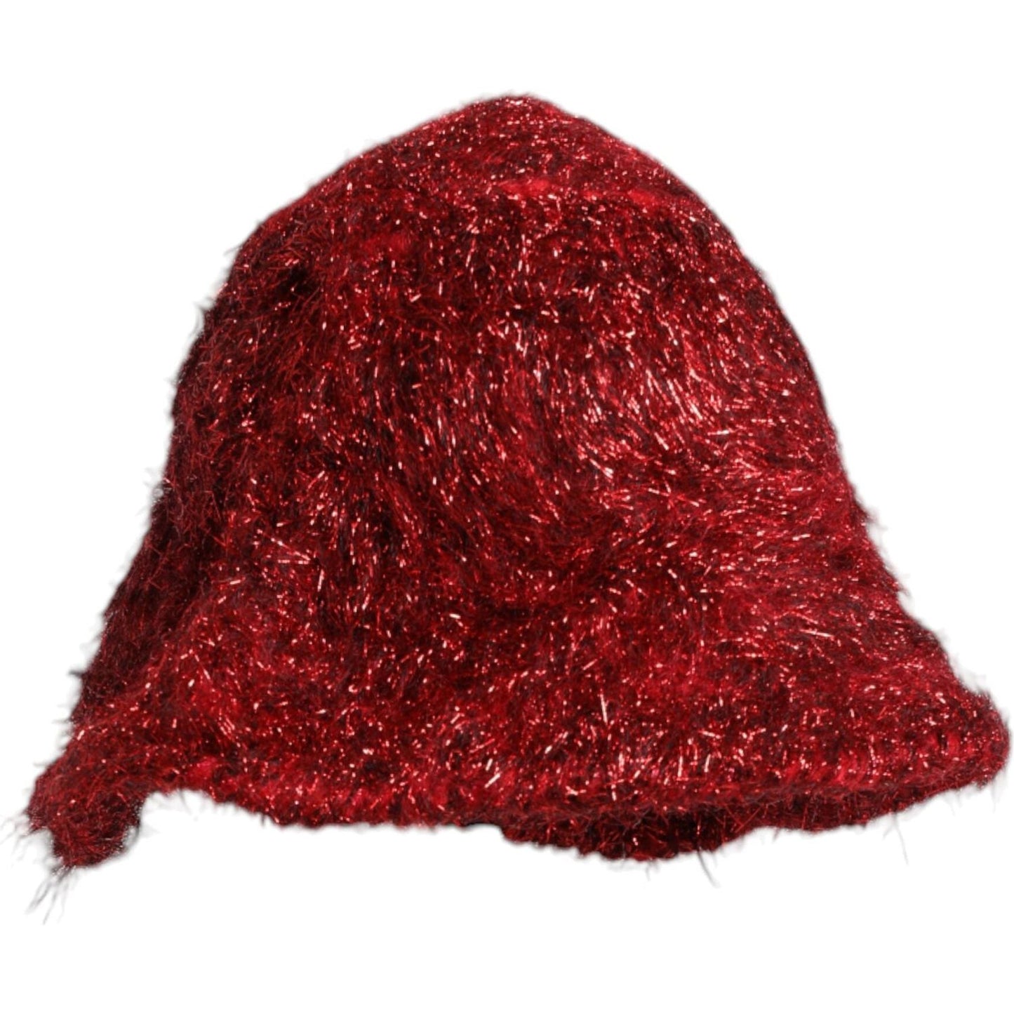 Dolce & Gabbana Red Viscose Tinsel Wide Brim Bucket Hat Dolce & Gabbana Dark Red