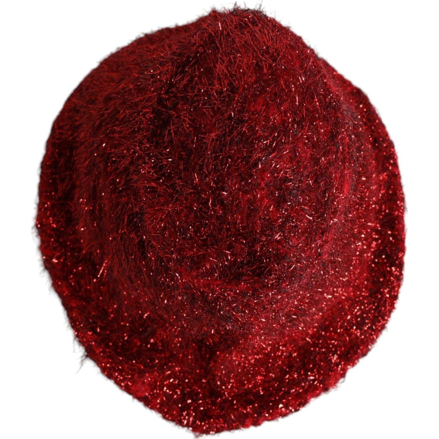 Dolce & Gabbana Red Viscose Tinsel Wide Brim Bucket Hat Dolce & Gabbana Dark Red
