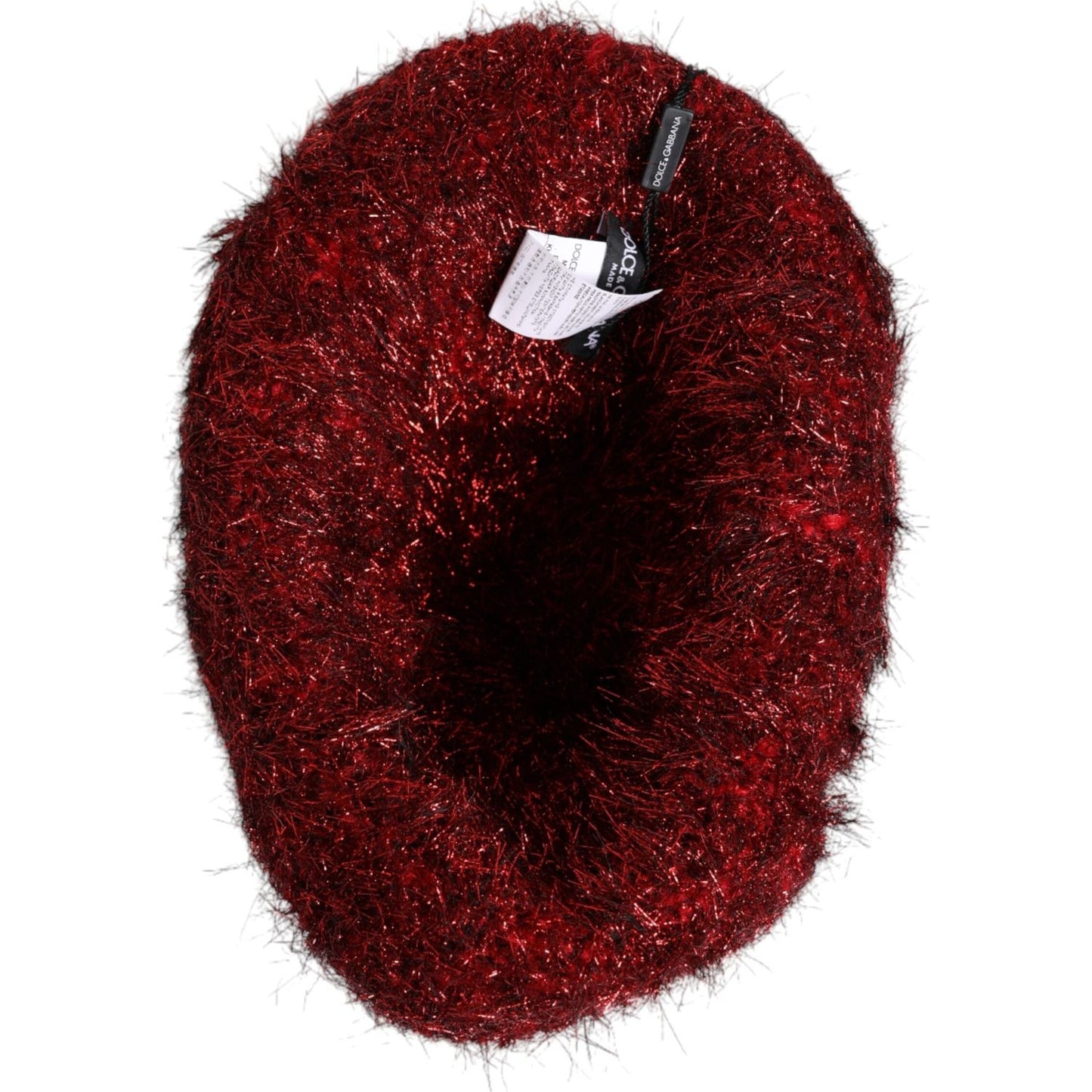 Dolce & Gabbana Red Viscose Tinsel Wide Brim Bucket Hat Dolce & Gabbana Black
