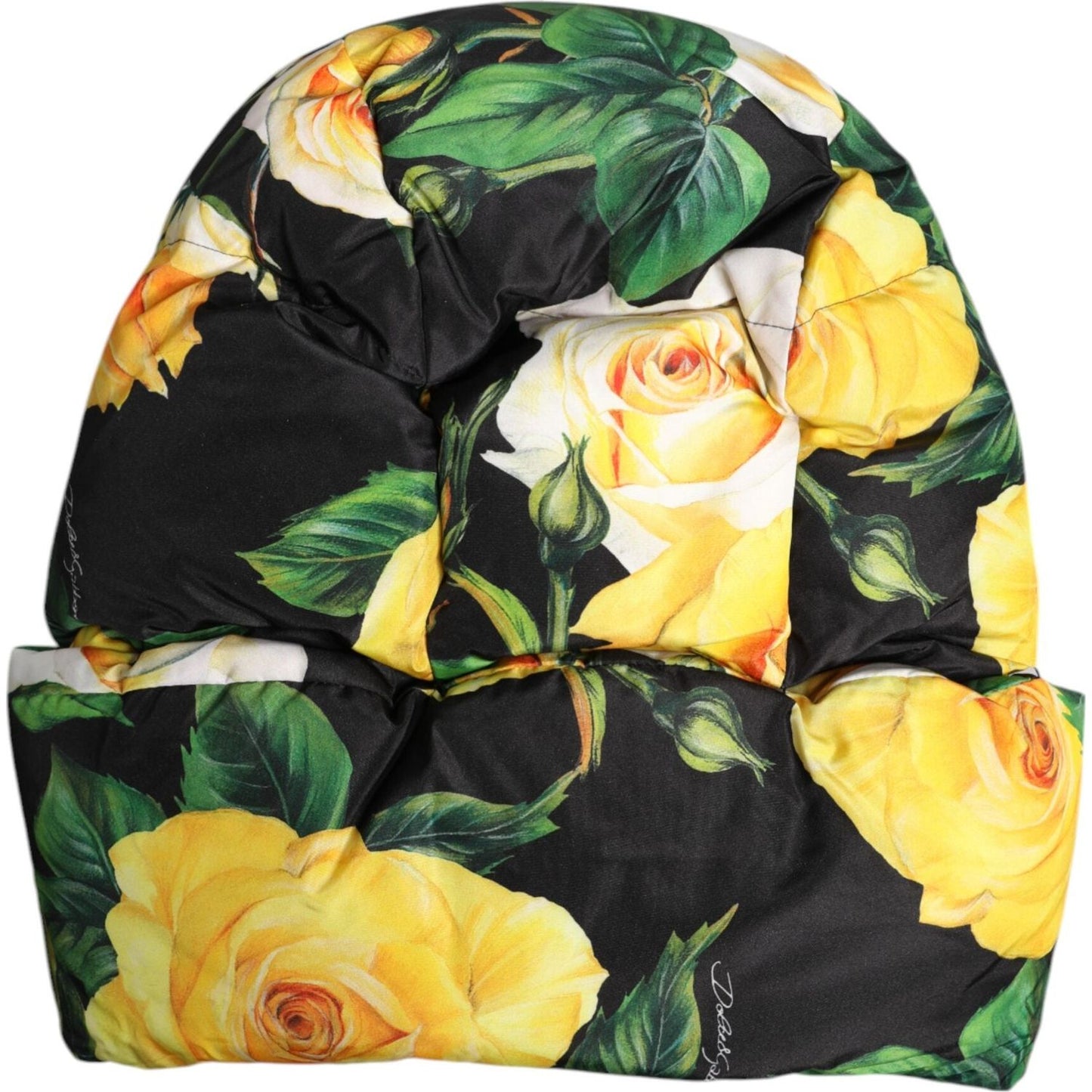 Dolce & Gabbana Black Floral Print Whole Head Wrap Hat Dolce & Gabbana Light Goldenrod