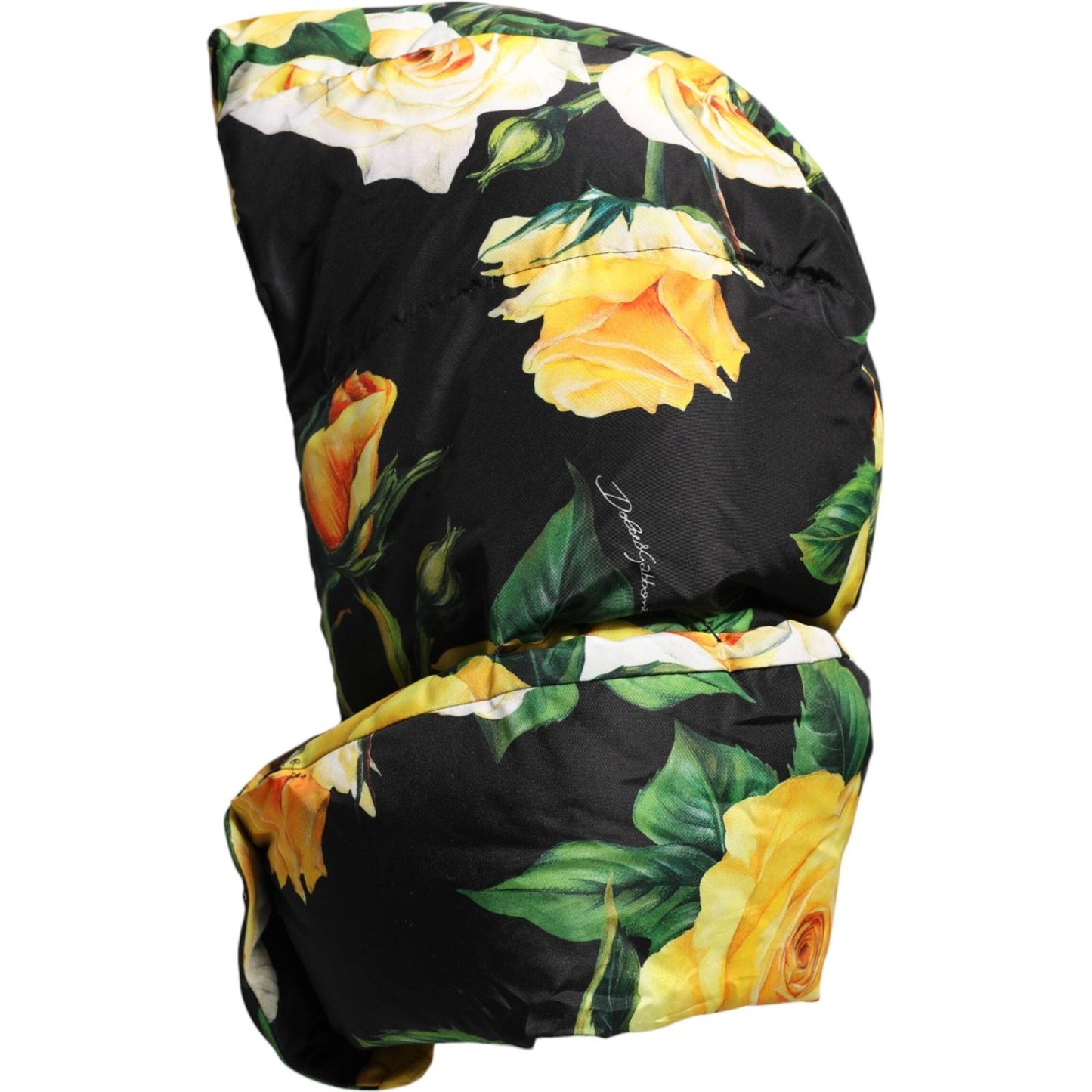 Dolce & Gabbana Black Floral Print Whole Head Wrap Hat Dolce & Gabbana Light Goldenrod