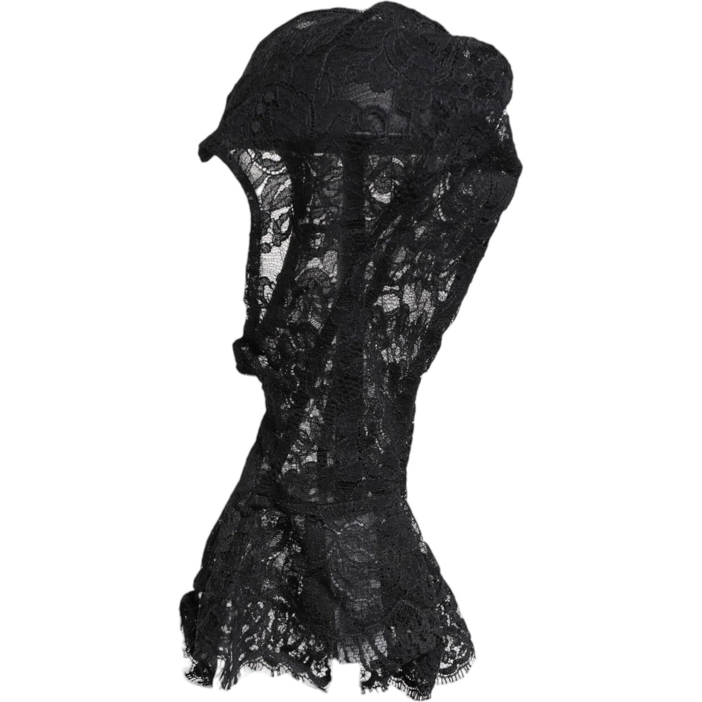 Dolce & Gabbana Black Floral Lace Whole Head Wrap Hat Dolce & Gabbana Dark Slate Gray
