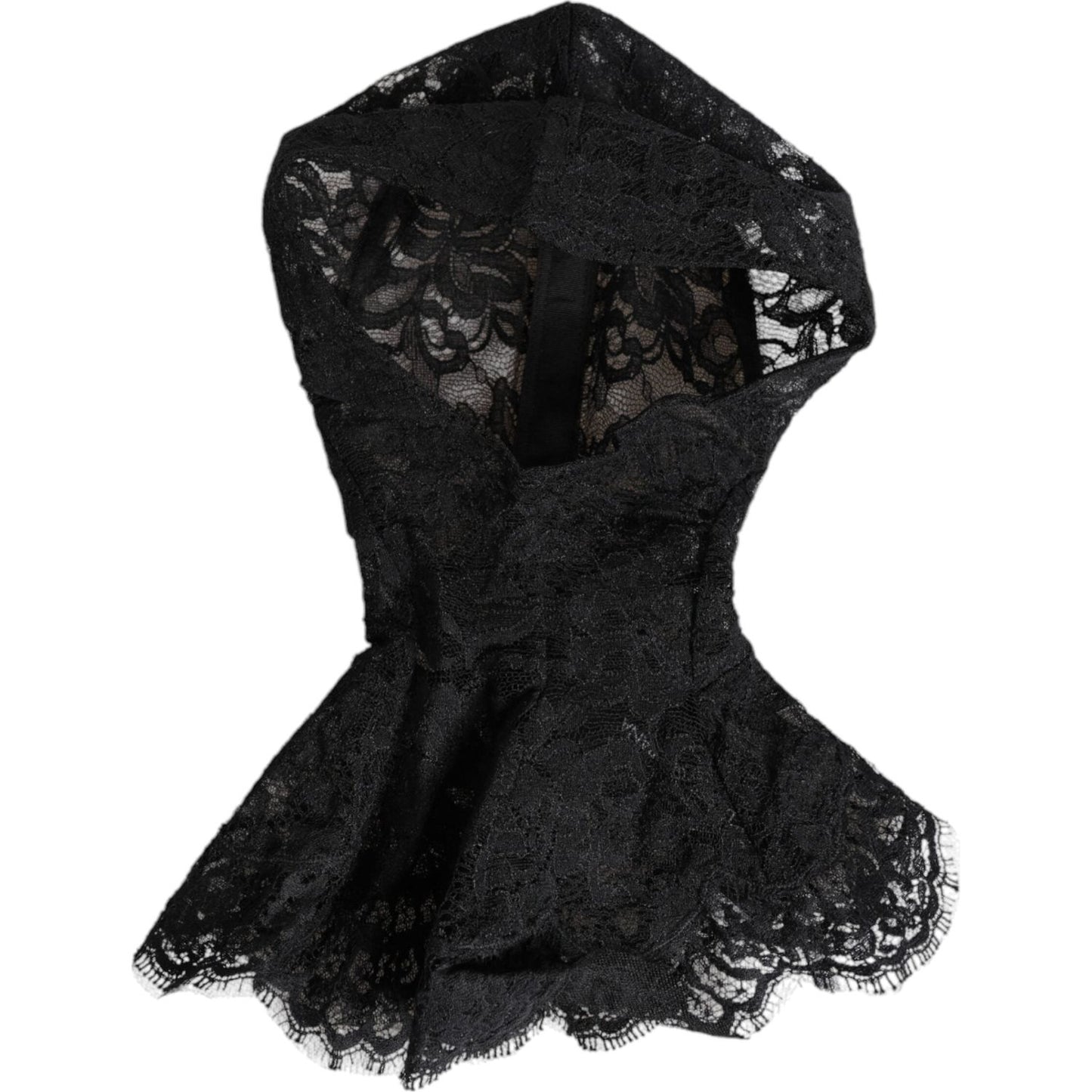 Dolce & Gabbana Black Floral Lace Whole Head Wrap Hat Dolce & Gabbana Black