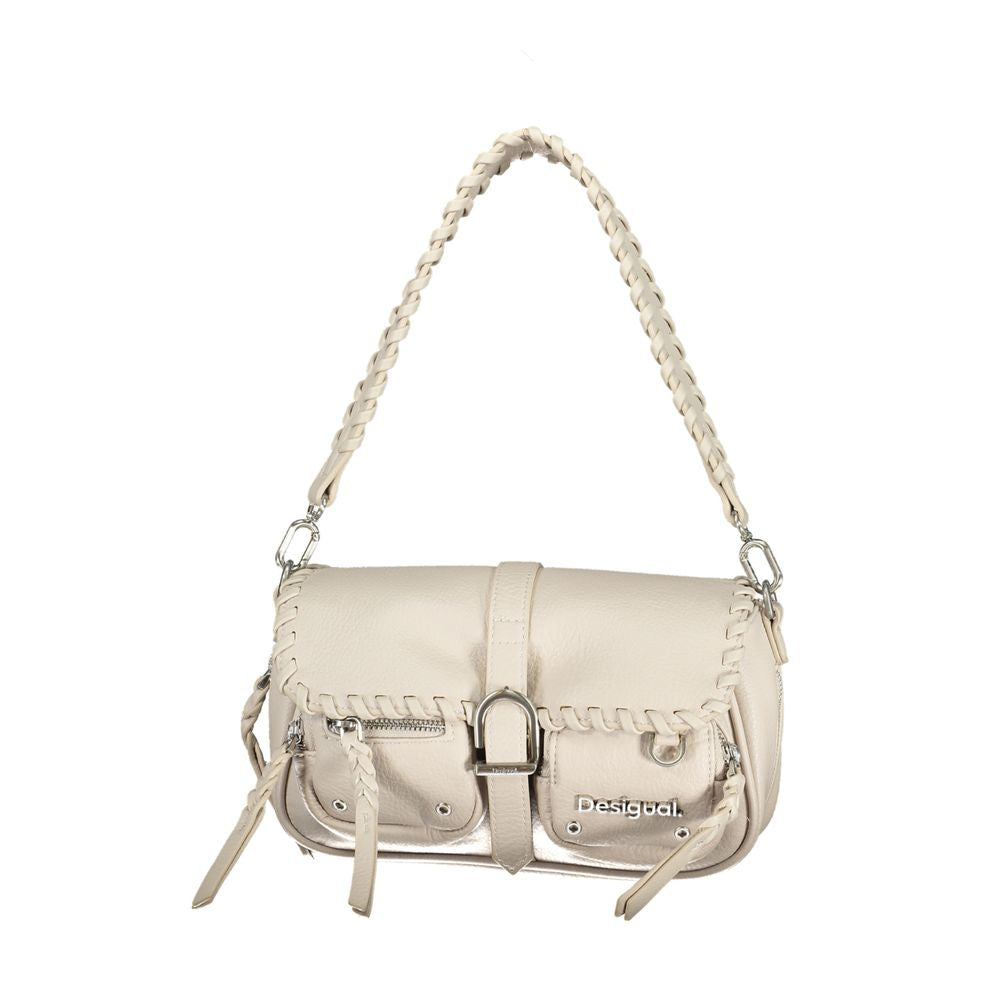 Desigual White Polyethylene Handbag Desigual Light Gray