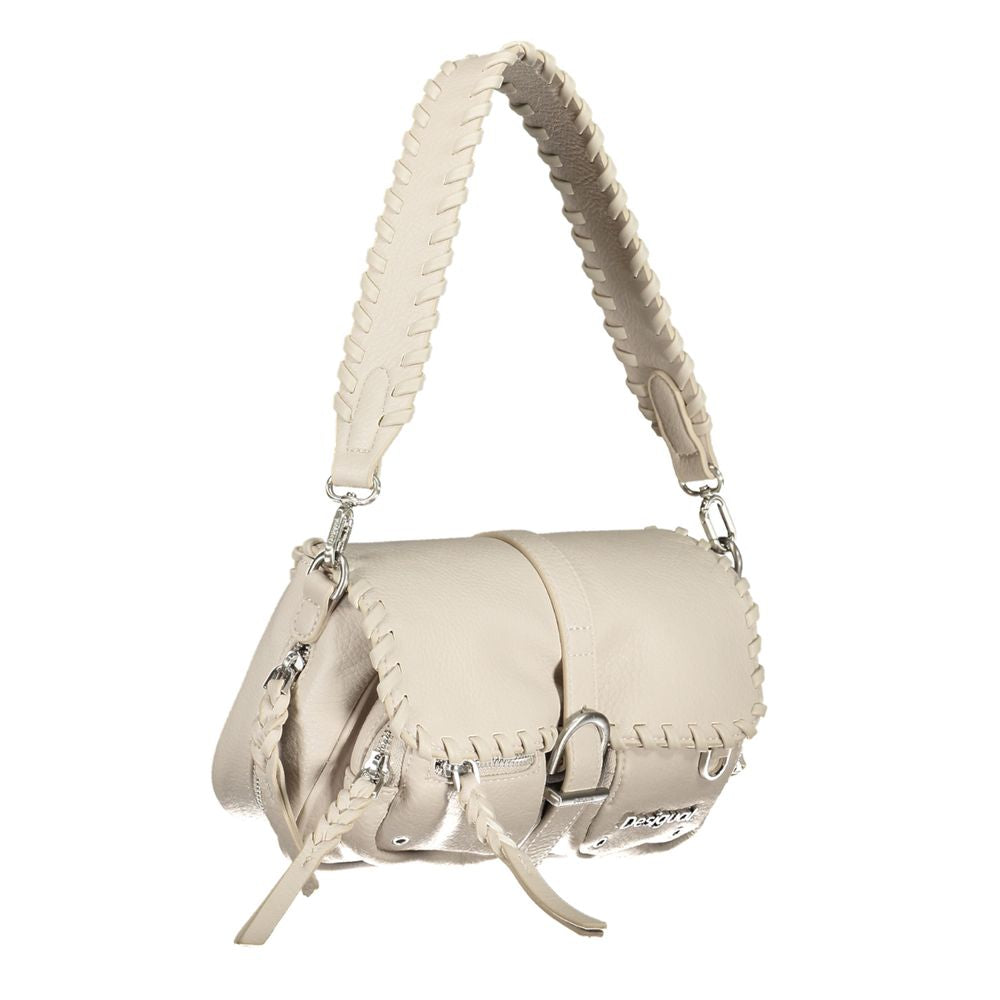 Desigual White Polyethylene Handbag Desigual Light Gray