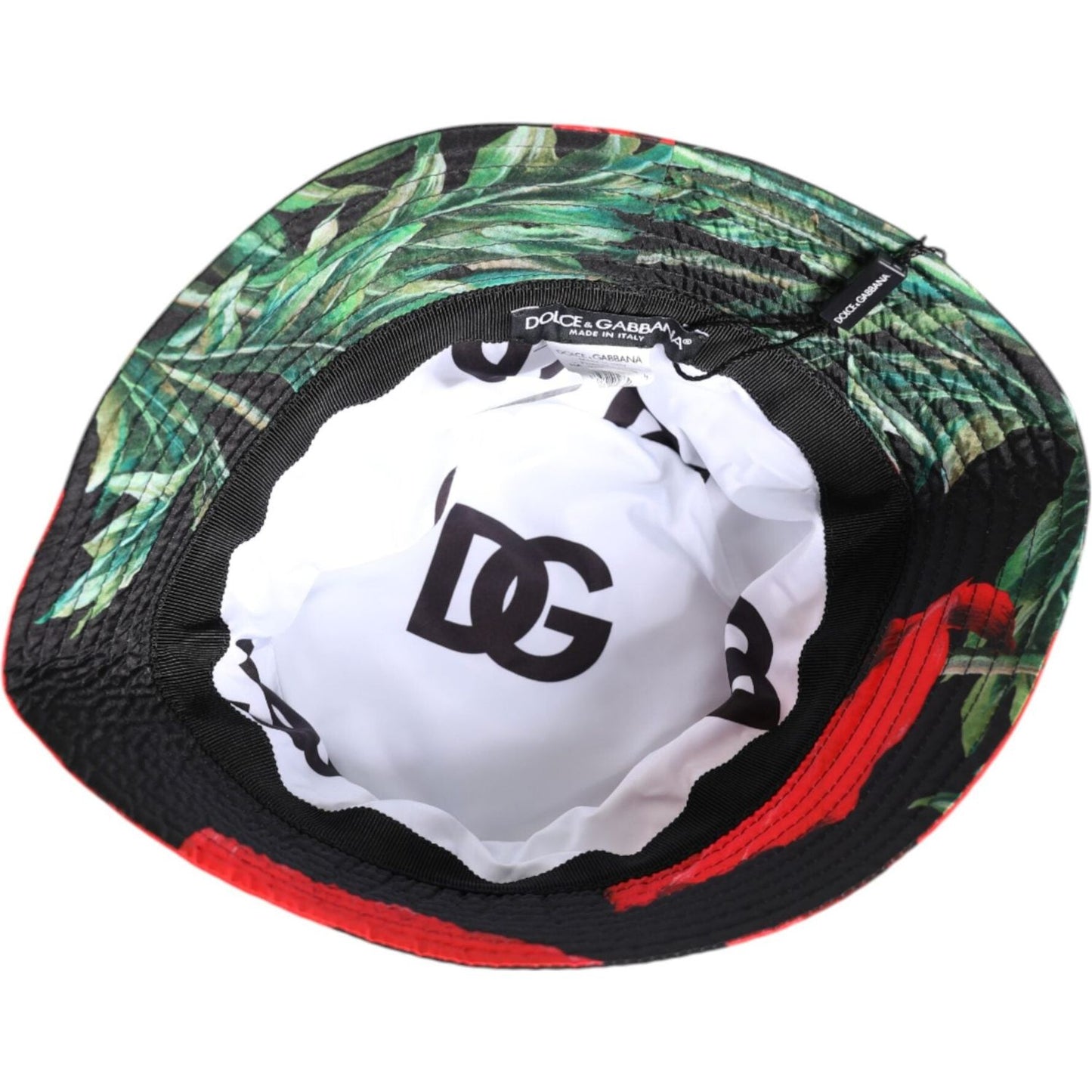 Dolce & Gabbana Multicolor DG Plaque Wide Brim Bucket Hat Dolce & Gabbana Gray